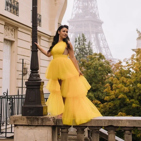 Mew Mews Essie One Shoulder Tulle Maxi Dress - Picture 6 of 8